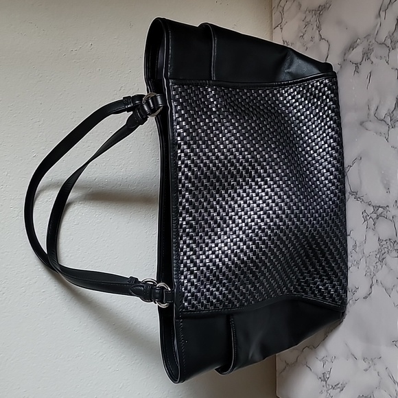 Coach Park Woven Shoulder Bag Tote Handbag Black Gray F31285 - Picture 14 of 17